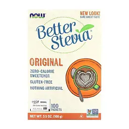 Замінник харчування NOW Better Stevia Packets Original, 100 пакетиків