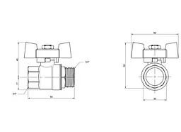 Кран кульовий Thermo Alliance Standart 3/4" ВЗ прямий, PN40, метелик SD607NW20PN40 - мініатюра 4