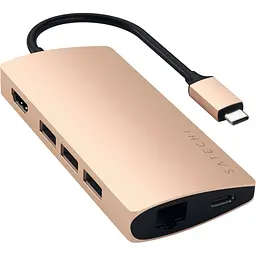 Адаптер Satechi Aluminum Type-C Multi-Port Adapter 4K with Ethernet V2 Gold (ST-TCMA2G) - мініатюра 3