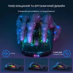 Комп'ютерна миша Attack SHARK X2 бездротова ігрова безшумна із зарядною базою 2,4G+Bluetooth Black - мініатюра 7