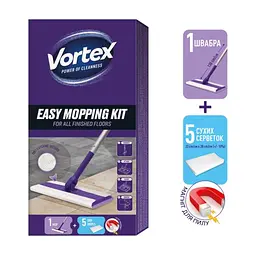 Швабра Vortex Для прибирання підлоги + Сухі серветки для підмітання 5 шт. (4823071667431) - мініатюра 2