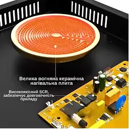 Плита склокерамічна інфрачервона електрична Henschll HS-055 Одноконфоркова 4500 Вт Чорна - мініатюра 8