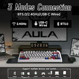 Клавіатура Aula F75 Gasket Reaper Hot-Swap PBT 2.4G Wireless/BT EN/UA Comic (6978080501578) - мініатюра 3