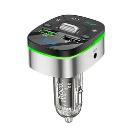 Адаптер модулятор автомобільний HOCO Crystal FM transmitter E71 сріблясто-зелений - мініатюра 4