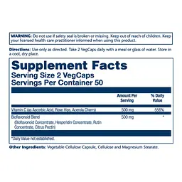 Вітамін C з біофлавоноїдами Vitamin C & Bioflavonoids 1:1 500mg - 100 vcaps - мініатюра 2