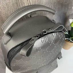 Рюкзак жіночий маленький міський стильний прогулянковий Сріблястий (1004С) - мініатюра 8