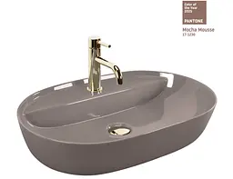 Умивальник Rea Aura накладний 61x41 см beige shiny REA-U6381 - мініатюра 3