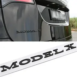 Емблема напис Model X для Tesla Чорна матова 195х18мм пластик (на скотчі) - мініатюра 2