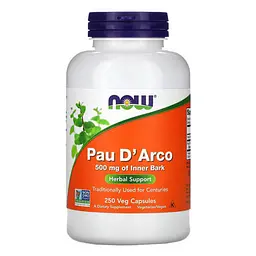 Кора мурашиного дерева (Pau D'Arco) Pau D' Arco 500 mg 250 капсул NOW vit0005591