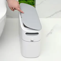 Відро для сміття МВМ My Home з кришкою вузьке 325x150x320 мм (BIN-22 12L WHITE/GRAY) - мініатюра 9