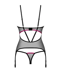 Комплект корсет і стрінги Obsessive Novenes XS/S чорний - мініатюра 3