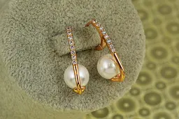 Сережки Xuping Jewelry абзац з перлиною 2,9 см золотисті