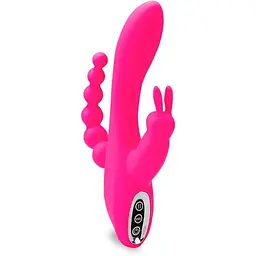 Секс-іграшка вібратор-кролик 3в1 Super Rabbit для потрійної стимуляції (точка G, клітор, анус), 12 режимів