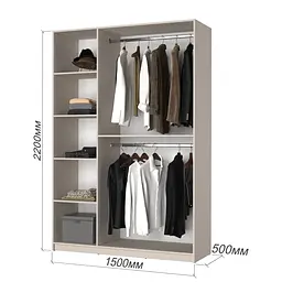 Шафа 3-дверна з антресоллю MebelStar Оскар ДСП BL-B, додаткова штанга 150x52x260 см Дуб бурштиновий (MBS-4943) - мініатюра 3