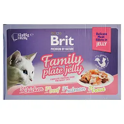 Вологий корм для котів Brit Premium Delicate Fillets in Jelly Family Plate Сімейна тарілка в желе 1020 г (12 x 85 г) - мініатюра 2
