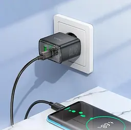 Мережевий зарядний пристрій Hoco CS42A Smart PD30W+QC3.0 charger(EU) Чорний - мініатюра 3