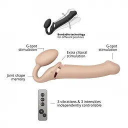 Страпон з вібрацією Strap-On-Me Vibrating Flesh L 19 см тілесний - мініатюра 4