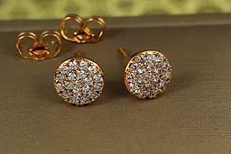 Сережки гвоздики Xuping Jewelry монетка з каменів 8 мм золотисті