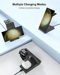 Бездротова зарядна станція 3-в-1 для Samsung Galaxy, Watch і Buds, швидка Qi зарядка - мініатюра 7