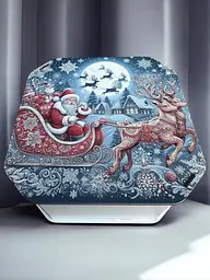 Новорічна коробка Подарункова коробка квадратна (ХДФ) 19x19x10 см. №9 - мініатюра 2