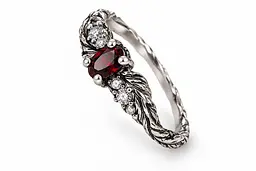 Срібна каблучка Jewellery Continent з натуральним гранатом і фіанітами 18 (К-0853) - мініатюра 2