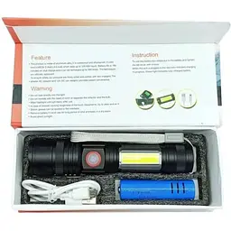 Ручний ліхтар RB-244 акумуляторний із зумом P90+COB Zoom Micro-USB - мініатюра 3