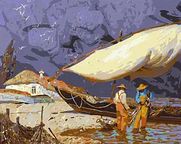 Набір для розпису по номерах Рибалки, 40x50 см, КНО2611