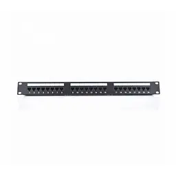 Патч-панель Ritar 24 порти UTP DUAL кат 5Е 19" 1U неекранована чорна, з заднім організатором кабелю Q25 (73-00886) - мініатюра 1
