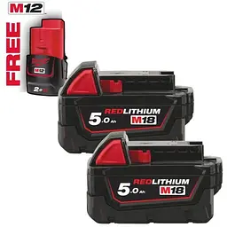 Набір акумуляторів MILWAUKEE, M18 B52 (2х5Аг) + M12 B2