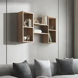 Навісна полиця Vays M-11 з нішами для книг і декору ЛДСП 100x18x60 см для вітальні спальні кабінету - мініатюра 5