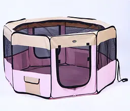 Вольєр-манеж для цуценят SenFul Foldable Pet Play Pen, рожевий з бежевим