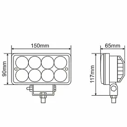 LED фара Brevia 10-30V 24W (8x3W) 1600Lm Spot Далеке світло Алюмінієвий корпус (BOL0803L) - мініатюра 2