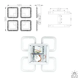 Смарт люстра керована світлодіодна ROOM RGB 5S 70 Вт SMART 385×385×75 мм Біла ESLLSE - мініатюра 9