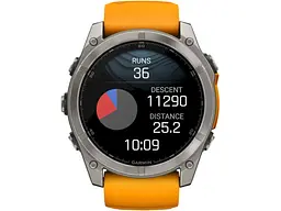 Спортивний годинник Garmin Fenix 8 51mm AMOLED Sapphire Titanium w. Spark Orange/Graphite Silicone Band (010-02905-10/11) - мініатюра 2