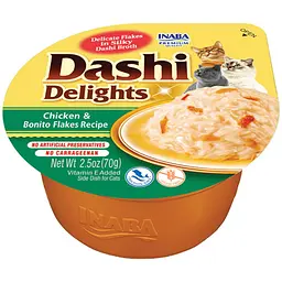 Ласощі для котів INABA Dashi Delights, курка з пластівцями боніто, 70 г