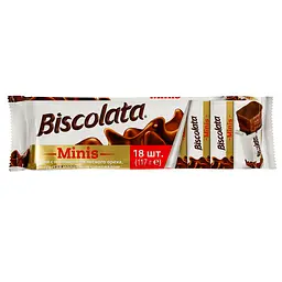 Вафлі Solen Biscolata Minis Fındıklı з горіховим кремом у молочному шоколаді 117 г