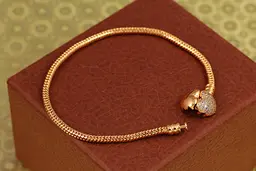 Браслет Xuping Jewelry Пандора із сердечком із фіанітів 19 см 3 мм золотистий - мініатюра 2