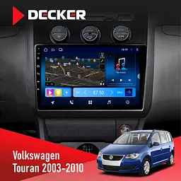 Штатна магнітола Volkswagen Touran 2003-2010 Black Climate Decker D10-008 8x128 DSP 4G Decker (НФ-00006645)