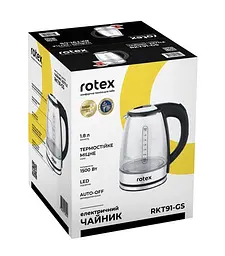 Скляний електрочайник Rotex RKT91-GS із обертанням на 360° дисковий чайник 1.8л 1500 Вт Чорний - мініатюра 10