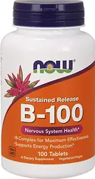 Комплекс вітамінів групи B 100 Now Foods Sustained Release B-100 100 таб