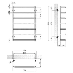 Сушарка для рушників водяна Kroner KRP Stil WT800x500-7 (CV036315) - мініатюра 5