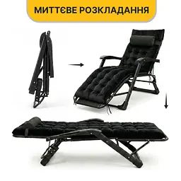 Розкладне крісло ліжко з оксамитовим матрацом LEOBRO Black (LB-FCB-G4-BLK) - мініатюра 5