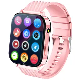 Дитячий GPS-годинник JETIX DF100 Pro Kids з вібродзвінком, 4G відеодзвінком і ліхтариком (Pink) - мініатюра 1