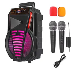 Портативная колонка BIG PREDATOR-XR12 75W, USM/MP3/FM/Bluetooth + 2 микрофона караоке - мініатюра 1