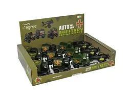Набір транспорту TIGRES 9x7x6см "Kid cars" бокс військовий 12шт арт.39899 зелений