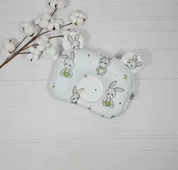 Дитяча ортопедична подушка 24×32 для новонароджених a.l.babybox Зайчикова казка Молочний