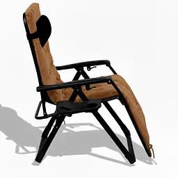 Розкладний посилений шезлонг до 150 кг LEOBRO Zero Gravity Premium Plus Brown з велюровим матрацом (LB-ZGC-K3-BRN) - мініатюра 3