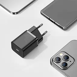 Сітчастий зарядний пристрій Baseus Super Si Quick Charger 1C 20W EU чорний CCSUP-B01 - мініатюра 6