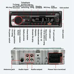 Автомагнітола Bluetooth BM-520 ISO 1DIN Автозвук 4x100вт USB SD пульт ду LCD-дисплей RGB підсвічування Чорний - мініатюра 5