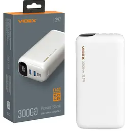Повербанк 30000mAh Videx VPB-297 22.5W White (VPB-297-W)